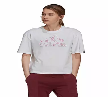 ADIDAS Damen T Shirt Blumenlogo weiss